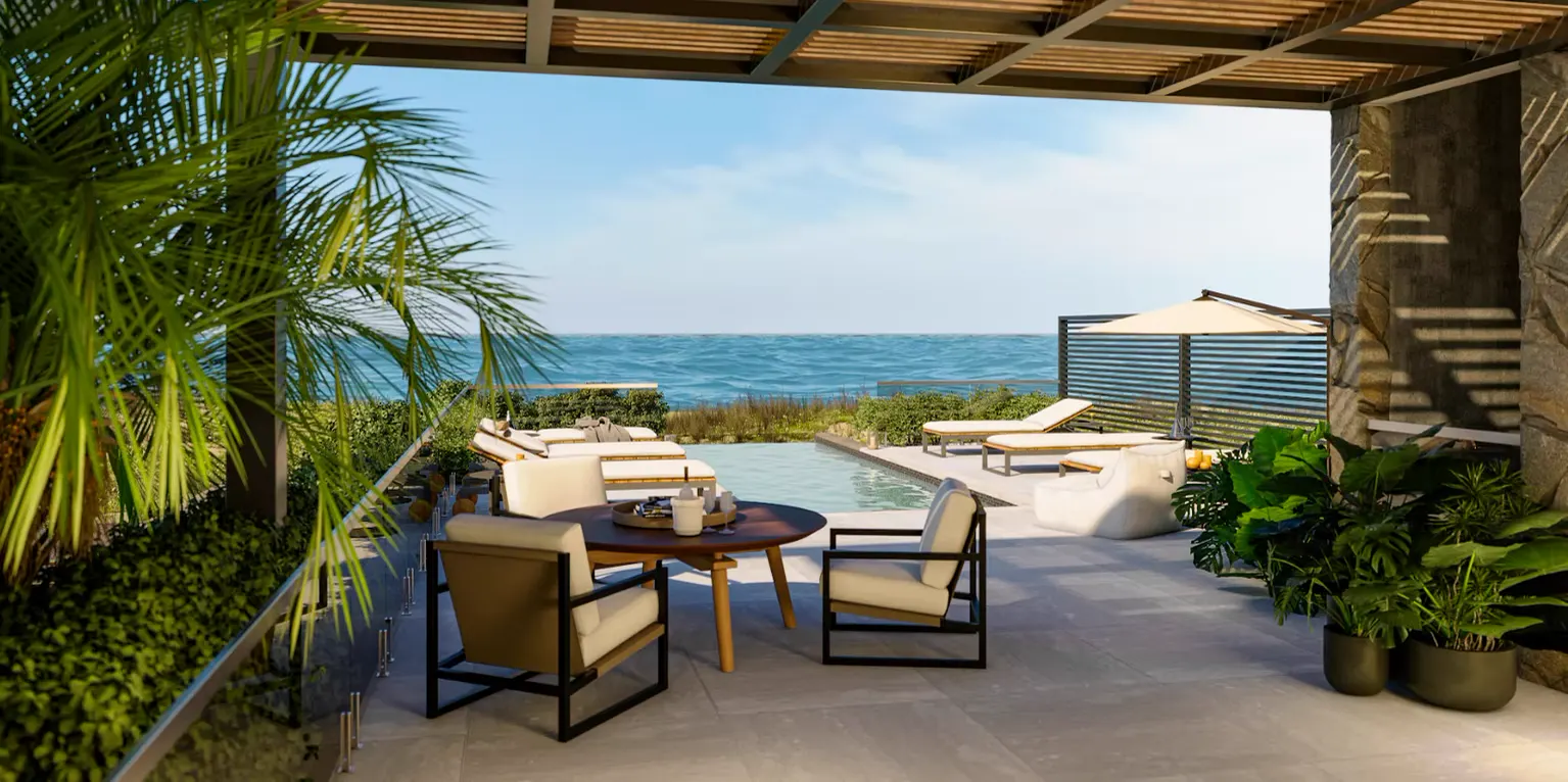 Terraço com vista para o mar