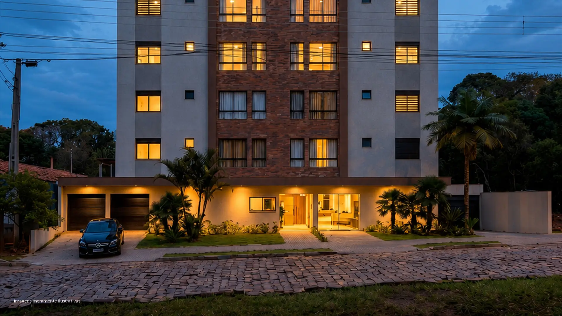 Residencial Start iluminado à noite