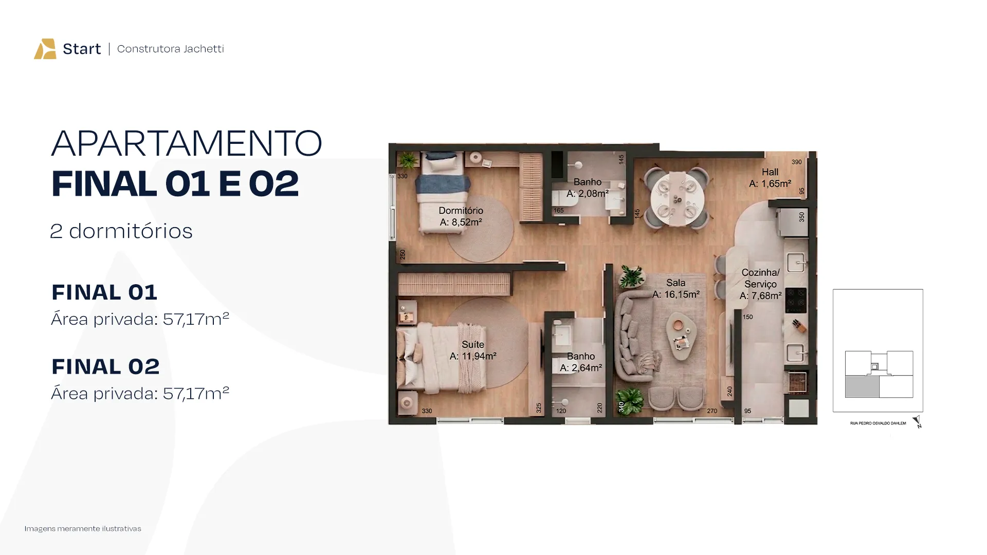 Planta dos apartamentos Finais 01 e 02