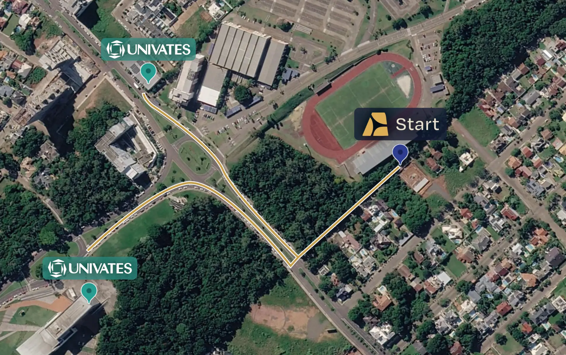 Mapa da localização do Residencial Start próximo à Univates