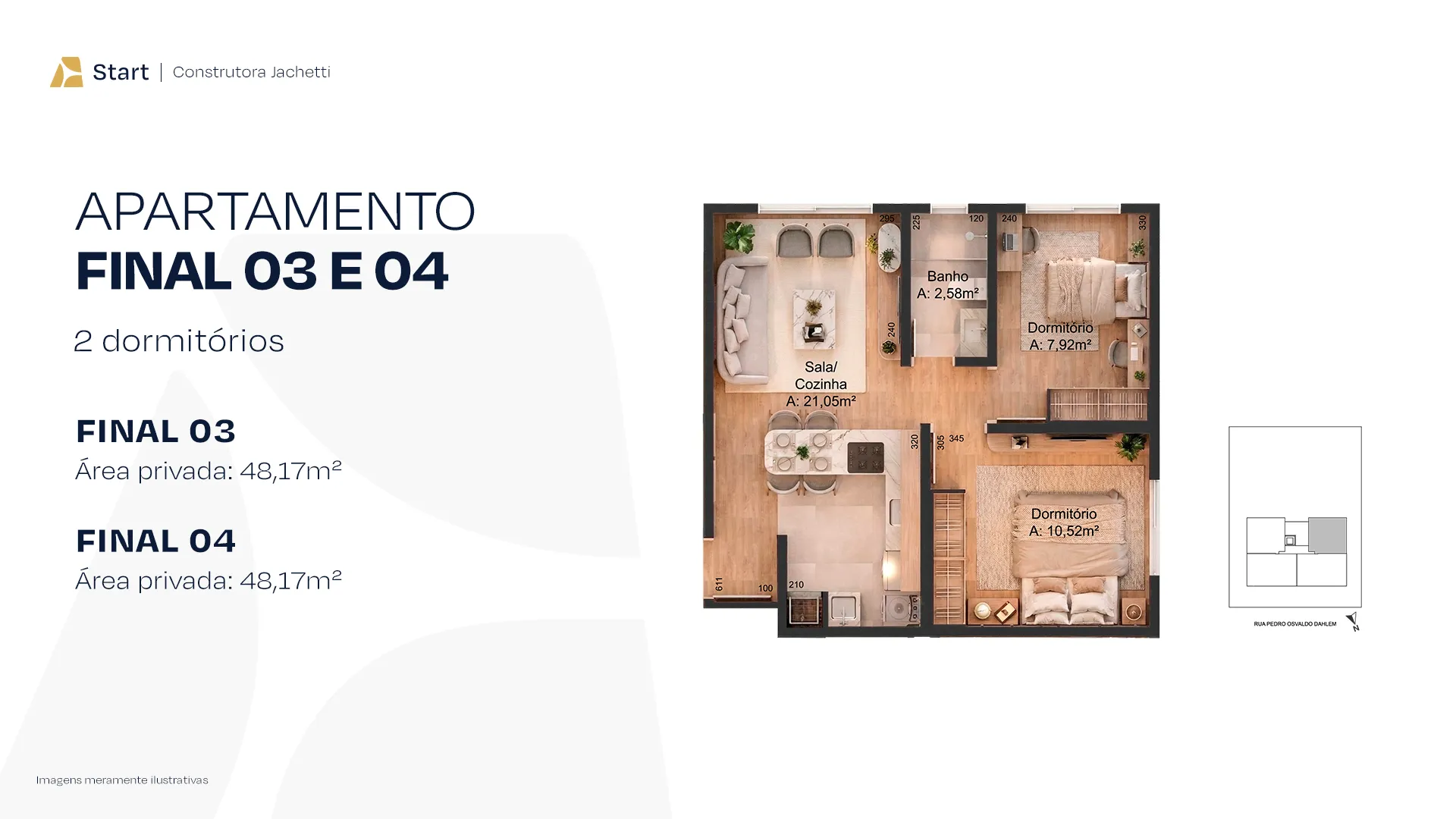 Planta dos apartamentos Finais 03 e 04